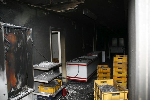 Lagerraum mit Brandschäden
